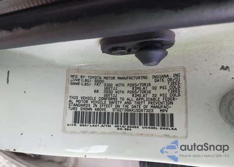 2001 Toyota Sequoia Limited V8 from USA, damaged, VIN 5TDZT38AX1S047323